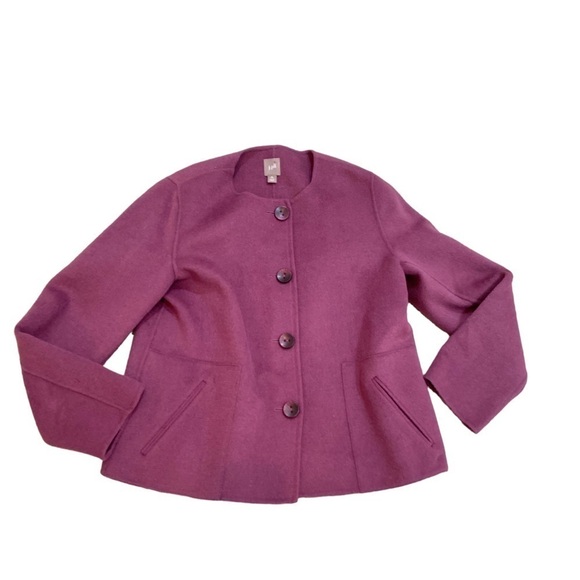 J Jill wool/angora blend dusty berry collarless jacket big tonal buttons medium - Picture 3 of 11